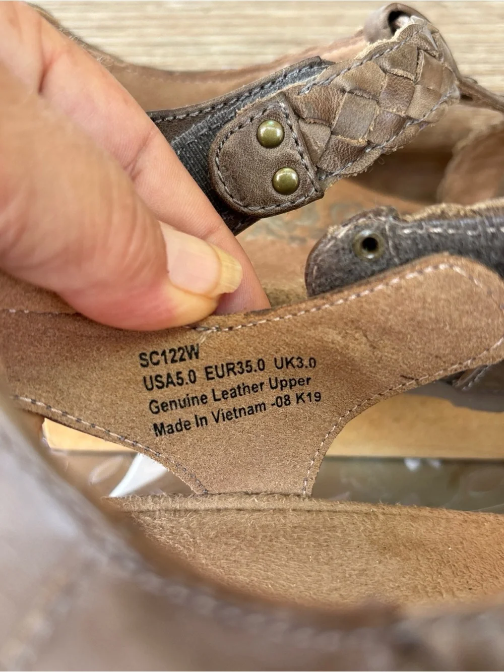 Braided Strappy Women’s Sandals in Light Brown Sz 5